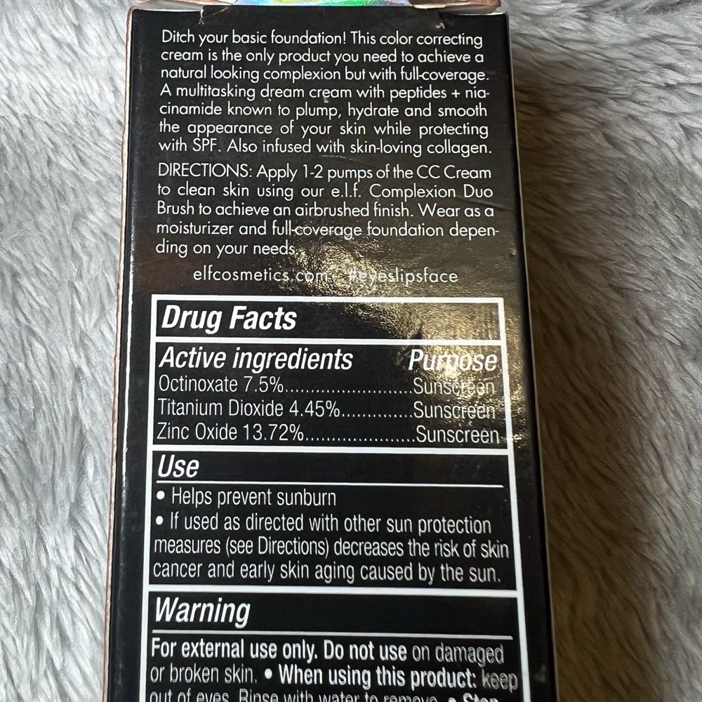 ELF Camo CC Cream Deep 530‎ W 1.05 Oz Warm Olive Undertones Skin SPF 30 New - Picture 7 of 11
